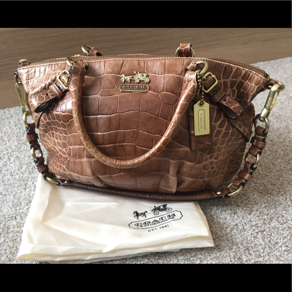 Coach Madison Embossed Exotic Croc Leather Satchel